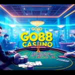 Experience the excitement of GO88CASINO with vibrant poker and roulette scenes.