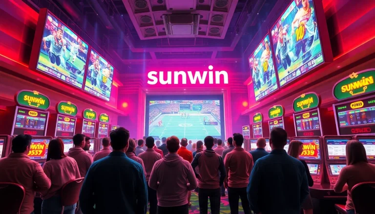 Experience the excitement of sports betting at Sunwin Casino with vibrant energy and eager participants.