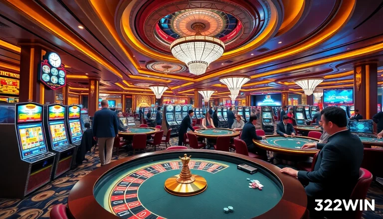 Experience the excitement at TRANG CHỦ 32WIN with vibrant casino gaming activities, inviting atmosphere, and engaging players.