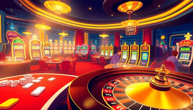 Experience the thrill of winning at qh88.adult's exciting casino with vibrant tables and chic slot machines.