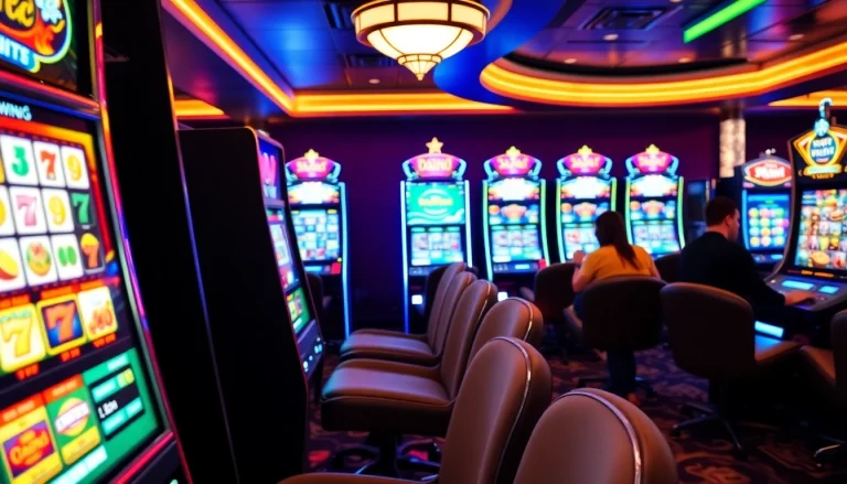 Players enjoying Slot gacor machines in a vibrant online casino, capturing excitement and thrill.