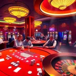 Players enjoy a thrilling casino experience at bet88vn.locker, featuring poker tables and spinning roulette wheels.