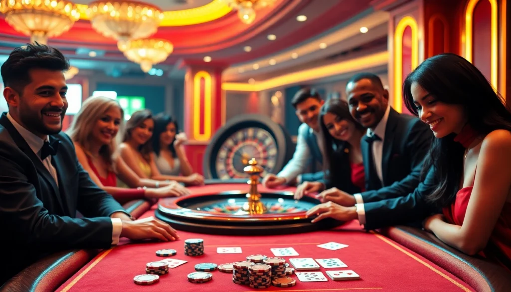 FB88 poker table with players enjoying a thrilling casino experience.