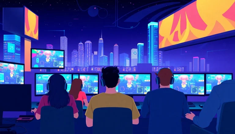 Players enjoying a variety of game online experiences on their screens, showcasing thrilling multiplayer action.