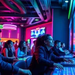 Menampilkan suasana taruhan menarik di situs resmi batman138 dengan pemain terlibat dalam aksi judi.